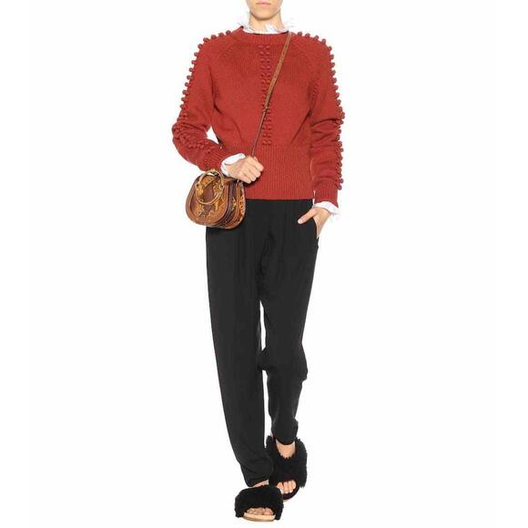 NEW Chloe Bobble Knit Crew Neck Sweater in Ginger Red - Size L #DS2